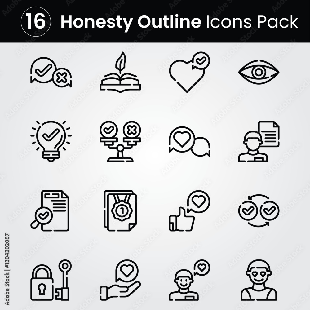 Fototapeta premium Honesty line editable icon set. Editable stroke. Vector illustration.