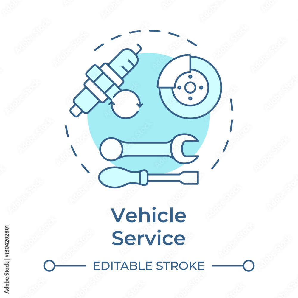 Obraz premium Vehicle service soft blue concept icon. Car repair, maintenance. Transport management. Round shape line illustration. Abstract idea. Graphic design. Easy to use in infographic, presentation