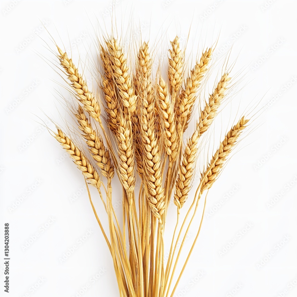 Golden Wheat Stalks Isolated on White Background Golden Wheat Stalks Isolated on White Background