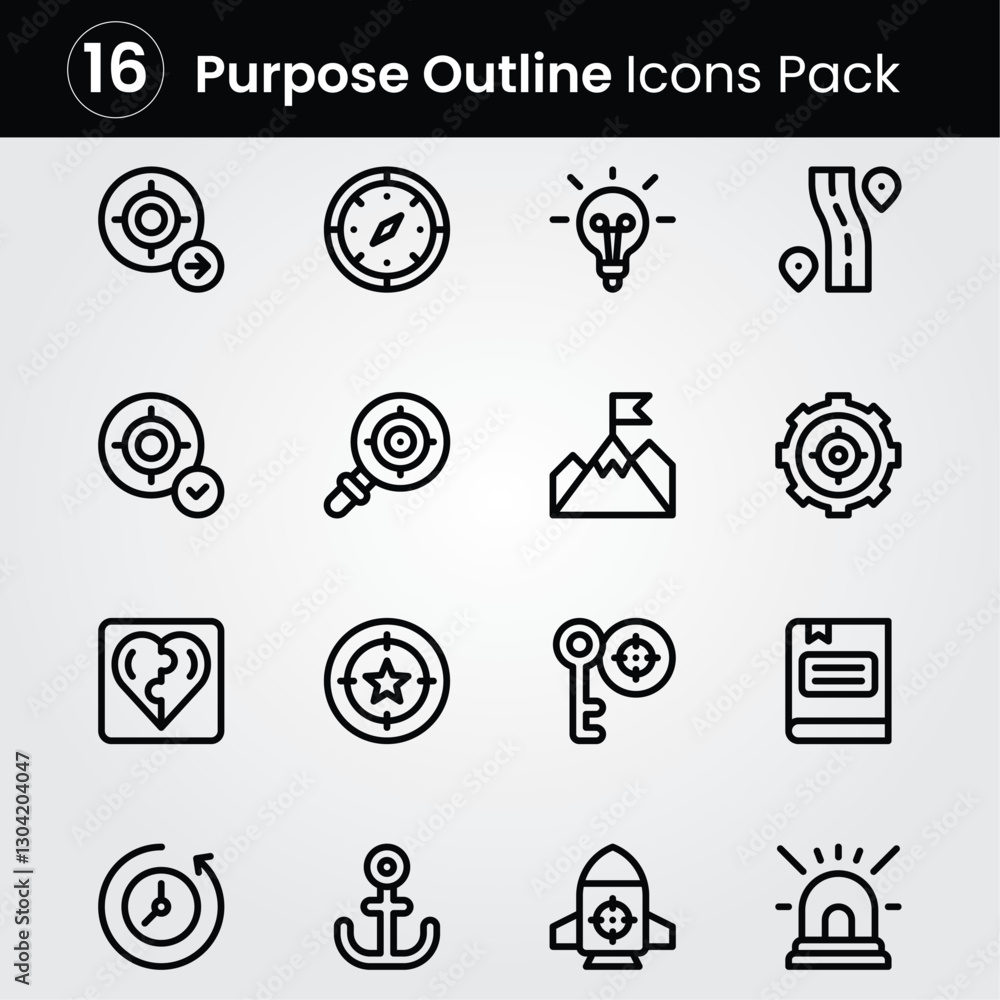 Purpose line editable icon set. Editable stroke. Vector illustration. Purpose line editable icon set. Editable stroke. Vector illustration.