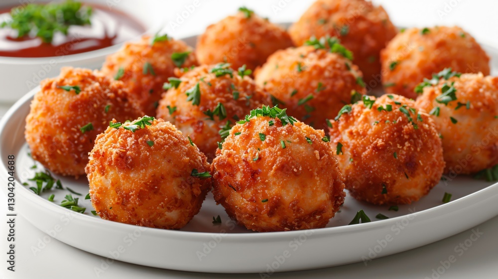Fried chicken rolled in breadcrumbs on plate Fried chicken rolled in breadcrumbs on plate