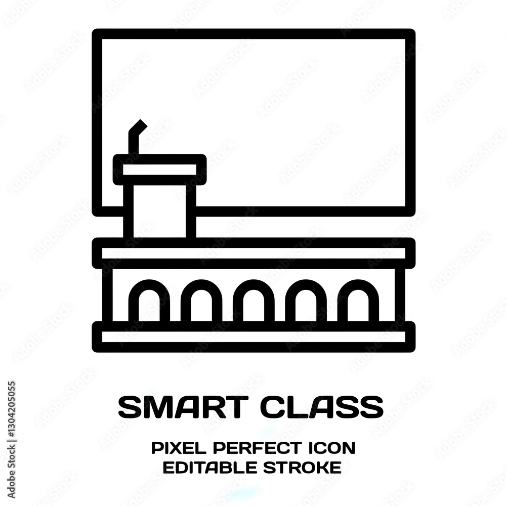 Smart Class symbol, featuring an editable stroke outline icon isolated on white background flat vector illustration. Pixel perfect Smart Class symbol, featuring an editable stroke outline icon isolated on white background flat vector illustration. Pixel perfect