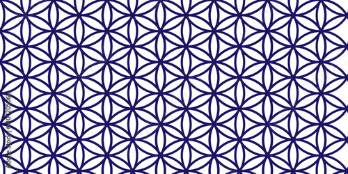 abstract seamless pattern. Orient Blue Floral Pattern Design. Violet crossing circles on white background. Abstract floral pattern in Arabic style. Simple design for print and web.