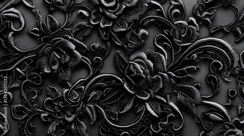 A gothic woven lace pattern with dark, intricate details and elegant filigree A gothic woven lace pattern with dark, intricate details and elegant filigree