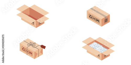 ISOMETRIC DELIVERY PACKAGE BOX 002