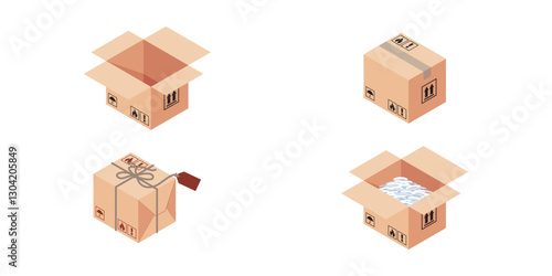 ISOMETRIC DELIVERY PACKAGE BOX 003