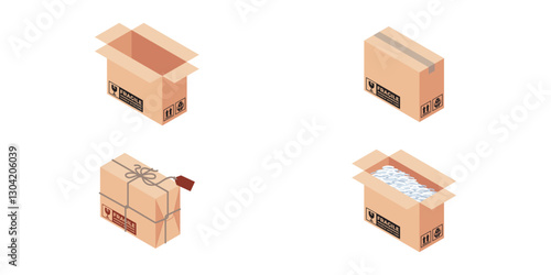 ISOMETRIC DELIVERY PACKAGE BOX 004