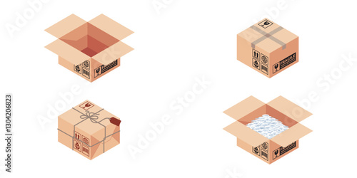 ISOMETRIC DELIVERY PACKAGE BOX 006