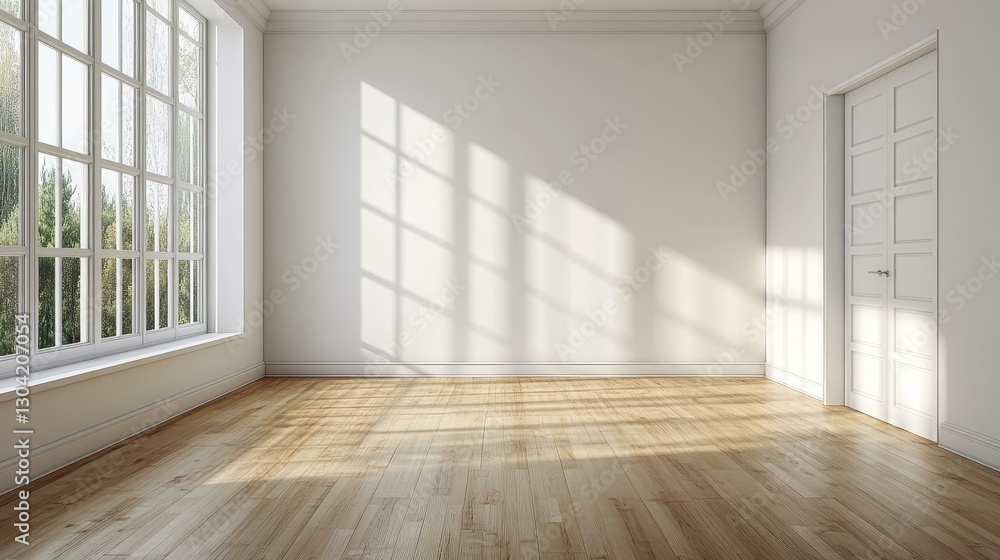 Fototapeta premium Empty Room with Sunlight and Large Window
