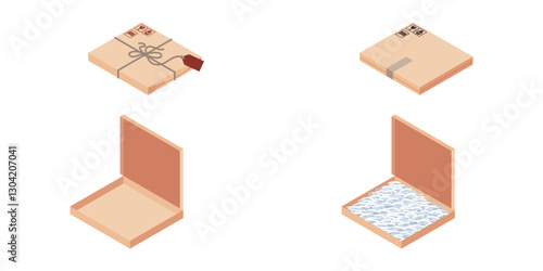 ISOMETRIC DELIVERY PACKAGE BOX 007