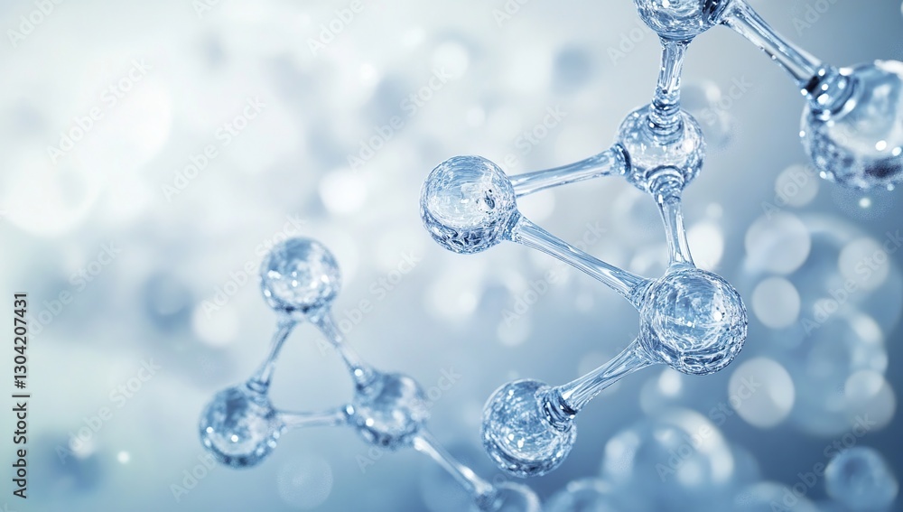 Abstract Blue Water Molecules 3D Rendering Abstract Blue Water Molecules 3D Rendering