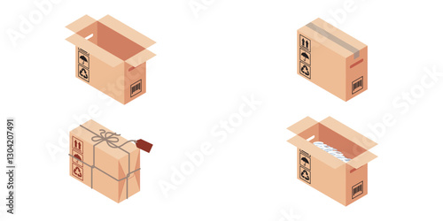 ISOMETRIC DELIVERY PACKAGE BOX 009