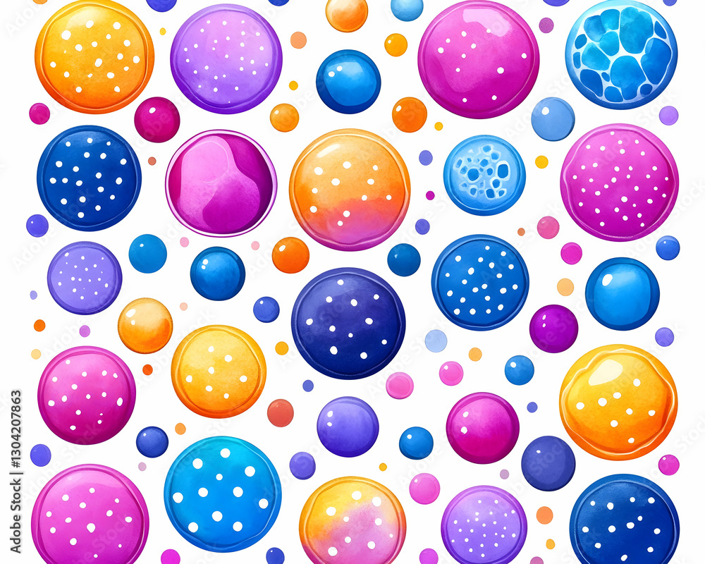 Bubbles Colorful painted spheres floating on plain white background Bubbles Colorful painted spheres floating on plain white background