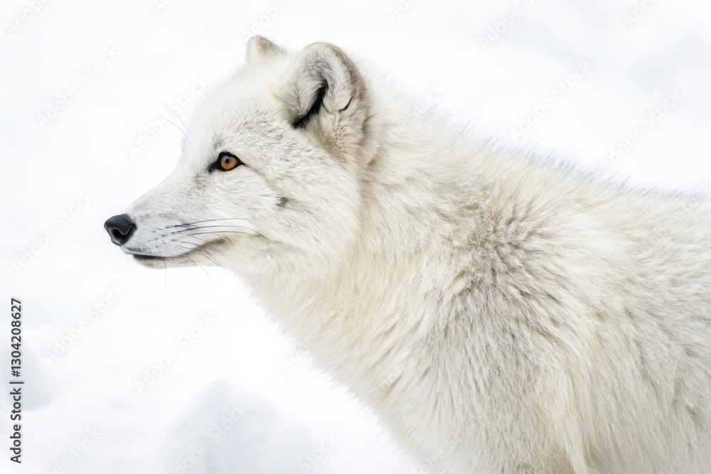 Arctic fox gracefully navigating the snowy landscape beneath a tranquil winter sky in the wilderness of the tundra. Generative AI Arctic fox gracefully navigating the snowy landscape beneath a tranquil winter sky in the wilderness of the tundra. Generative AI