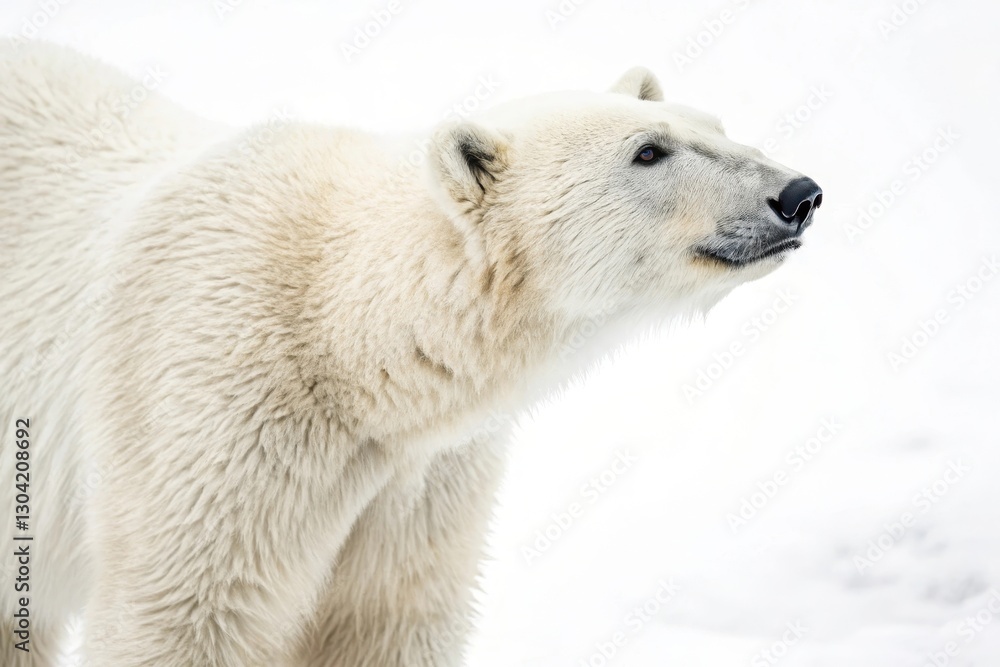 Majestic polar bear exploring a snowy landscape under a soft winter light. Generative AI Majestic polar bear exploring a snowy landscape under a soft winter light. Generative AI