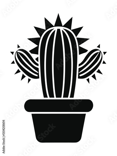 cactus in pot vector illustration