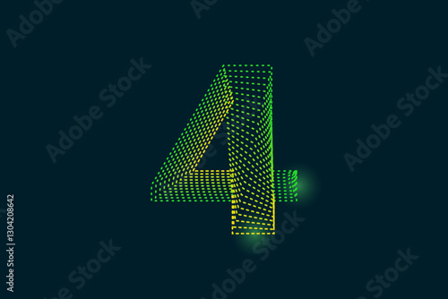 Creative style Number four (4) abstract vector illustration isolated on dark background - EPS 10