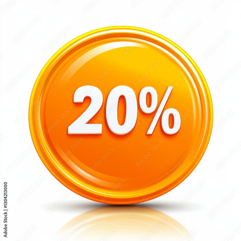 20 Percent Off: A Vibrant Orange Circle Displaying a Sale Discount, Symbolizing Deals and Promotional Offers for Shoppers 20 Percent Off: A Vibrant Orange Circle Displaying a Sale Discount, Symbolizing Deals and Promotional Offers for Shoppers