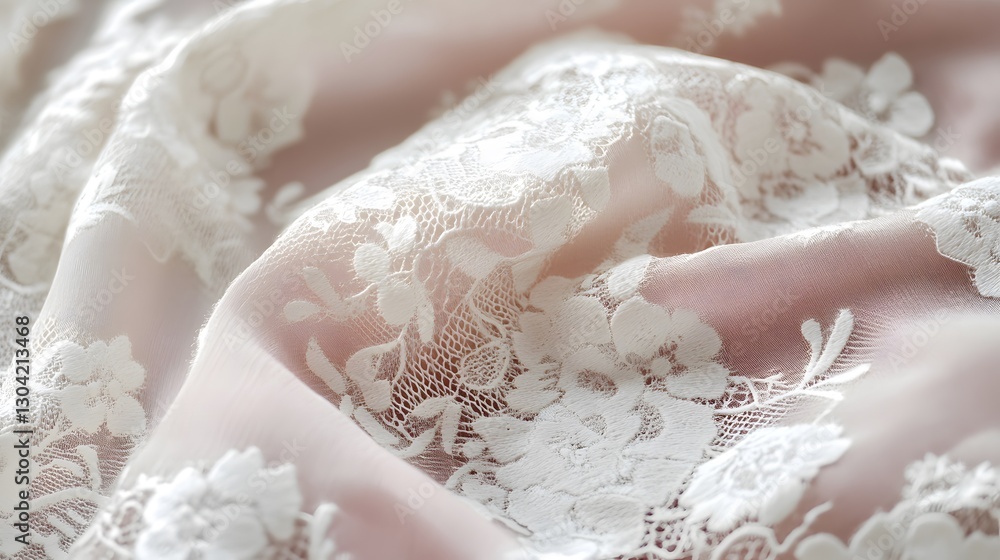 Fototapeta premium A soft pastel woven pattern with delicate lace interlaced in romantic floral designs