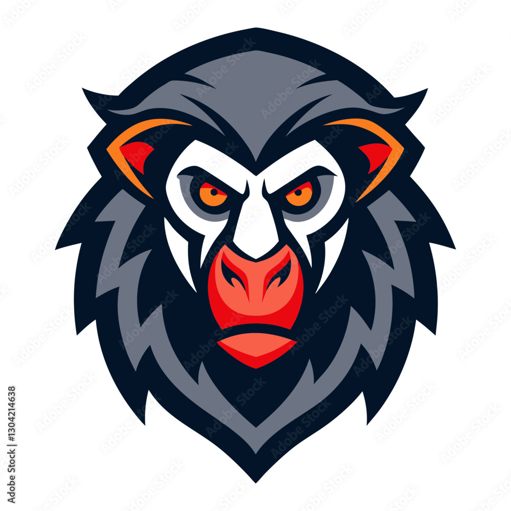 Naklejka premium Baboon head mascot logo design vector