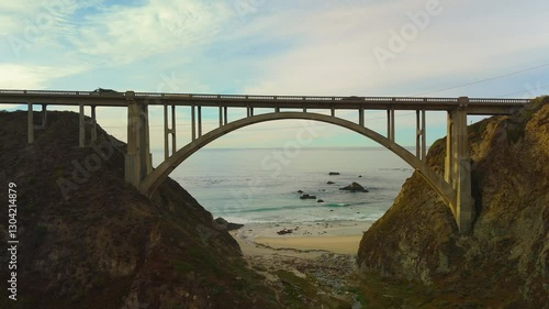 Bixby Bridge - Bixby Creek Bridge on the Big Sur Coast of California, USA. - aerial shot