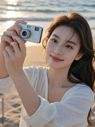 a woman who takes a picture with a camera