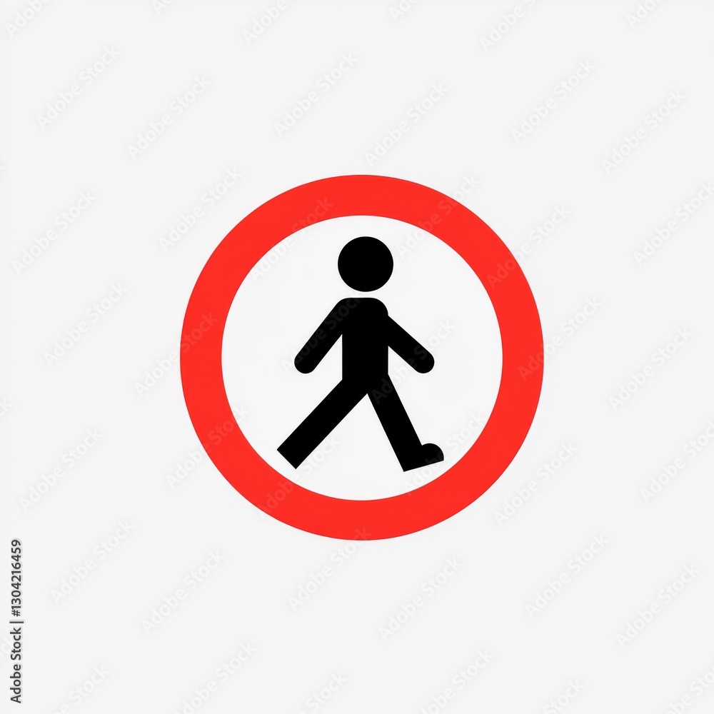 No Pedestrian Traffic Road Sign: A Clear Warning with a Graphic Icon and Red Circle Border for Safety No Pedestrian Traffic Road Sign: A Clear Warning with a Graphic Icon and Red Circle Border for Safety
