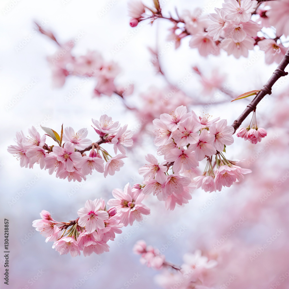 Obraz premium spring landscape featuring cherry blossoms in full bloom.