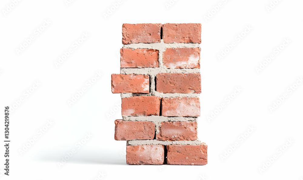 Obraz premium Stacked Red Bricks with Texture Against White Background