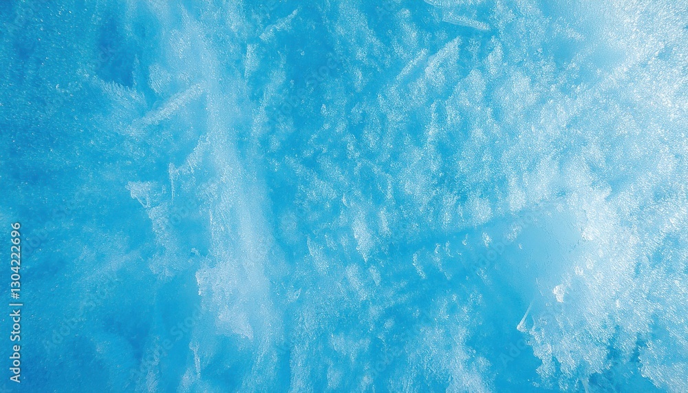 Obraz premium textured frozen ice surface with intricate frost patterns in vibrant blue tones, perfect for winter themed designs and background