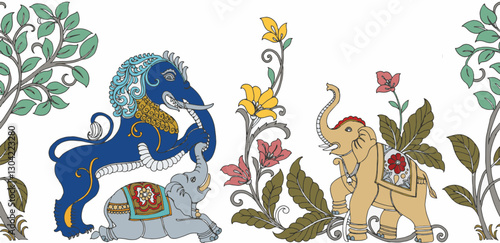 cute hand drawn Elephant. Vector illustration of cute elephant. Icon, animal. Elephant set of different variations illustration. Cute elephant cartoon on white background