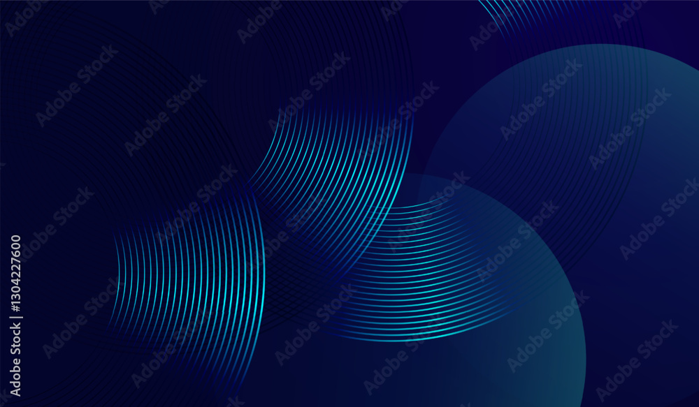 Fototapeta premium Abstract background with Dark blue background with visually dynamic tech-themed backdrop with smooth gradient curves and luminescent blue rings. vector illustration.