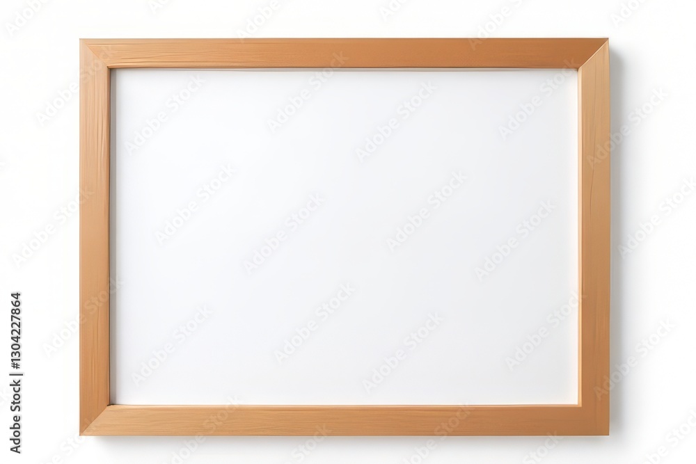 Obraz premium Empty Light Brown Wooden Picture Frame Isolated on White Background