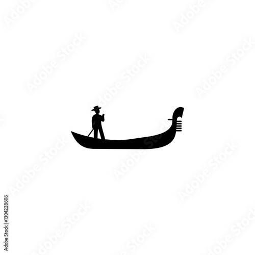 Gondola and gondolier icon isolated on white background