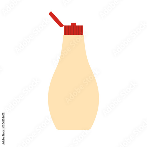 Open lid mayonnaise squeeze bottle icon. Vector.