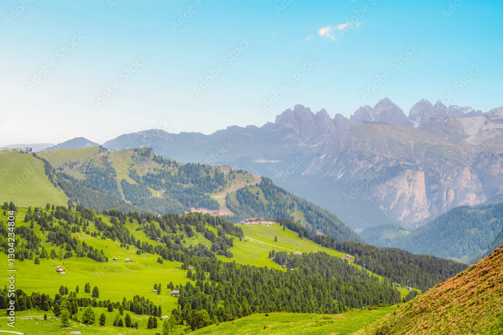 Obraz premium Sella alpine pass and high mountains, Dolomites, Italy, Europe