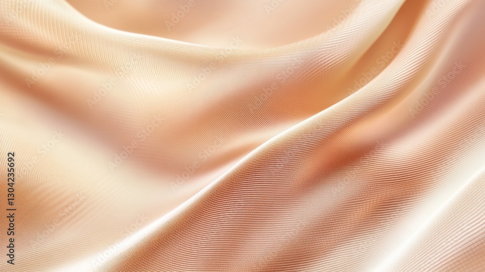 Soft peach fabric draping elegantly, showcasing gentle folds and subtle textures in natural light Soft peach fabric draping elegantly, showcasing gentle folds and subtle textures in natural light