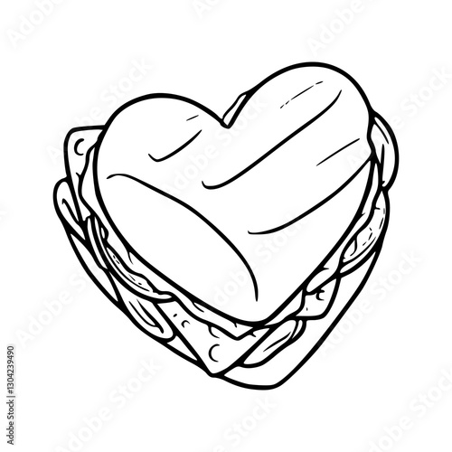heart shaped sandwich vector illustration