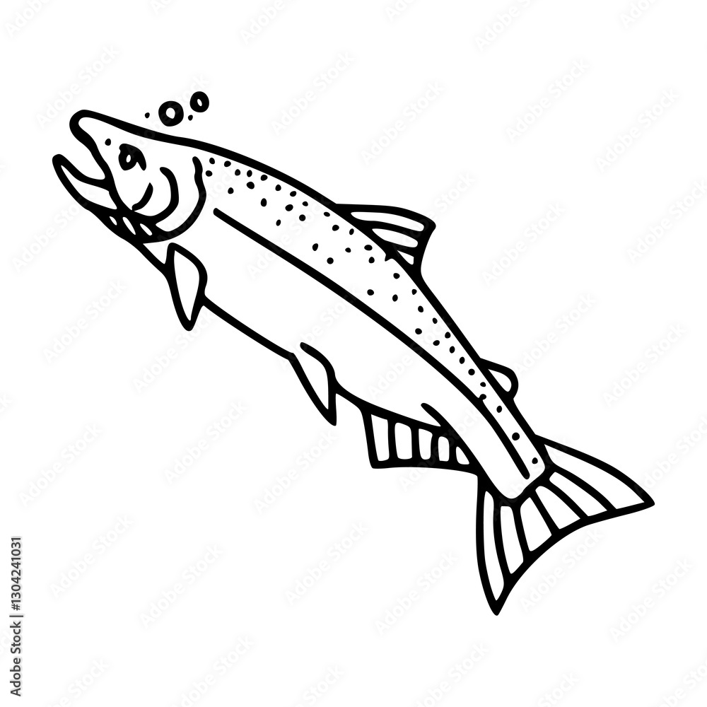 Fototapeta premium outline drawing of a salmon fish for coloring pages