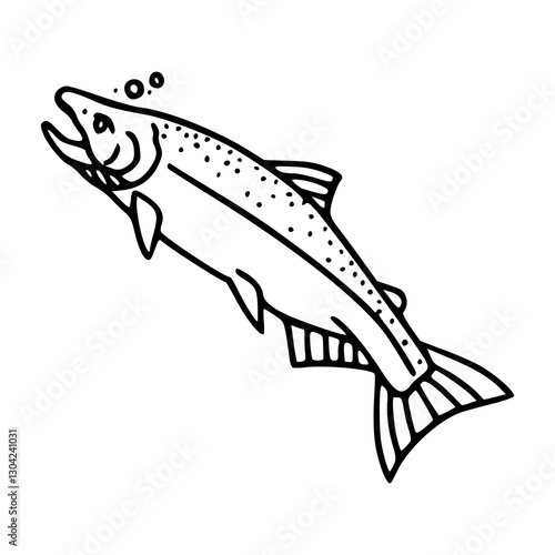 outline drawing of a salmon fish for coloring pages