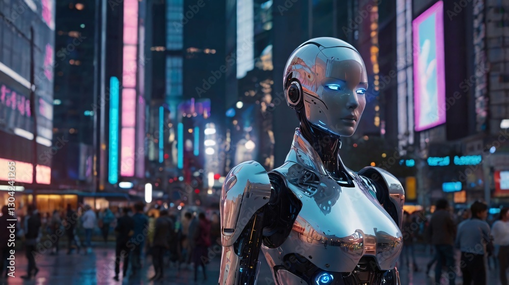 AI humanoid robot in a futuristic smart city AI humanoid robot in a futuristic smart city