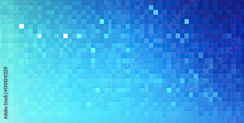Abstract blue pixel mosaic with gradient squares, digital design asset for web banners and tech branding templates.