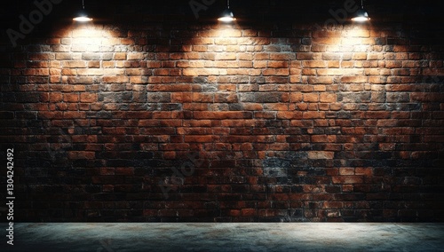 Brick wall illuminated by spotlights  2 