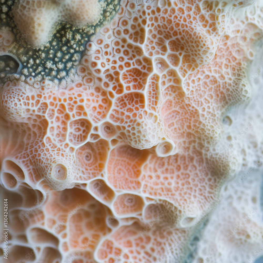 A close-up of a coral reef surface, displaying intricate organic patterns and porous textures. A close-up of a coral reef surface, displaying intricate organic patterns and porous textures.