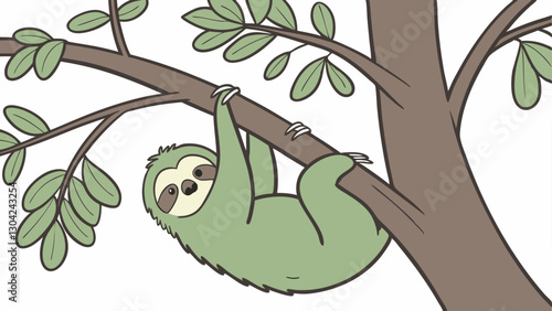 A lazy sloth hanging from a tree
