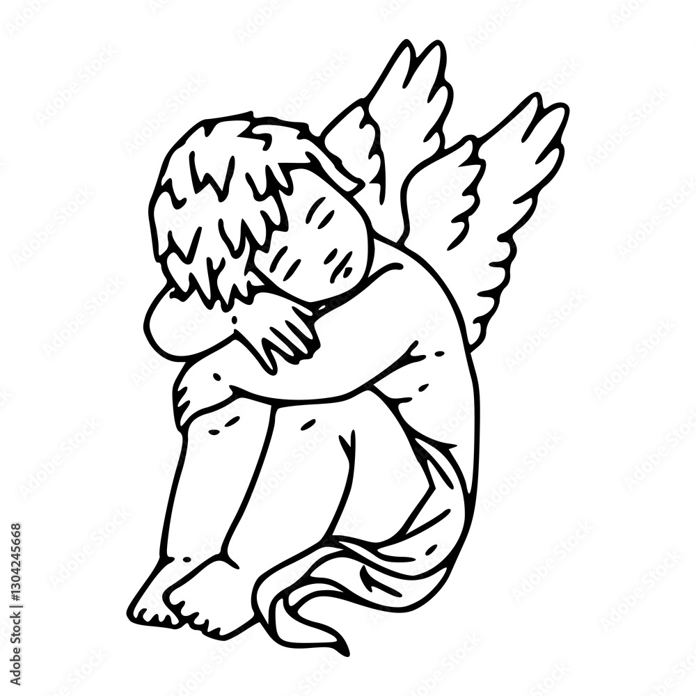 Fototapeta premium emotional angel vector sketch