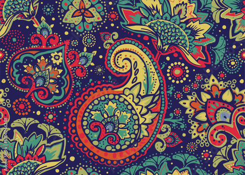 Vintage Seamless Paisley pattern for tapestry, fabric, wallpaper. Traditional oriental style design.