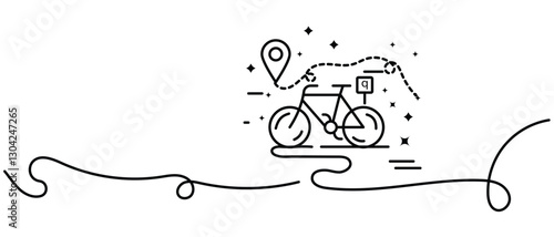 Electric bike line icon. Continuous one line with curl. Motorized bicycle transport sign. Charge ebike symbol. Electric bike single outline ribbon. Loop curve pattern.