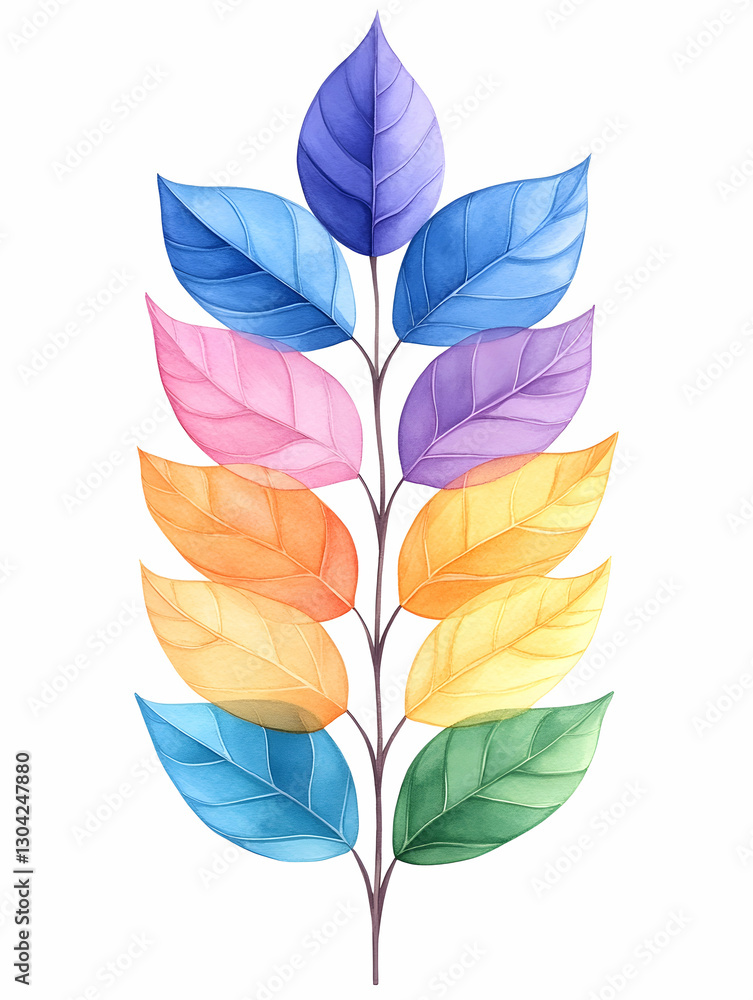 Obraz premium Colorful leaves branch graphic design