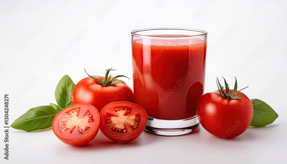 Tomato juice and tomato on a white background Tomato juice and tomato on a white background